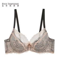 Eve's Temptation 大胸显小胸内衣女蕾丝薄款聚拢大码文胸防下垂收副乳秋