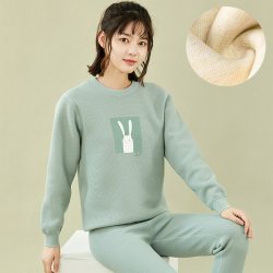 雅鹿 保暖内衣套装女加绒两件套秋衣秋裤少女初高中学生女孩加厚保暖衣