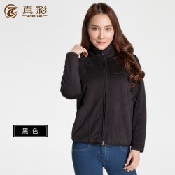 真彩 羊毛内胆开衫保暖上衣立领男女四层加厚休闲双面抓绒衣外套冬
