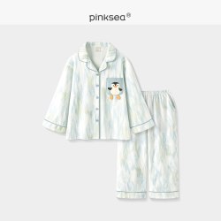 Pinksea 睡衣女春秋季长袖纯棉大码女款套装2026新款可爱企鹅可外穿家居服