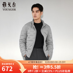 雅戈尔 羽绒服立领双层直充面料 浅灰 S 165/88A （推荐100-120斤）