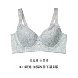 重璞 调整型内衣女大码防下垂收副乳缎面印花薄款大胸显小|画中人