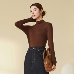 猫人 绵羊毛打底衫2026年新款秋冬季女士半高领保暖上衣纯色内搭