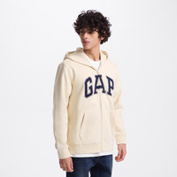 Gap 男女装碳素磨毛字母logo连帽抓绒外套