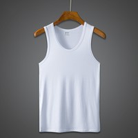 纸思若 美式重磅纯棉白色背心男夏季复古健身运动纯棉打底无袖T恤