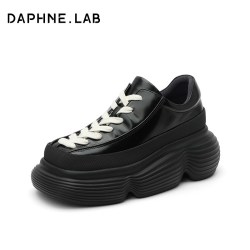 DAPHNE LAB DAPHNELAB棒棒糖绑带小皮鞋厚底鞋黑色休闲鞋