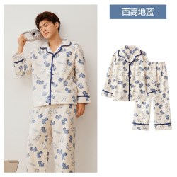 YOUKESHU 睡衣男款法兰绒开衫加厚抗静电男士家居服套装