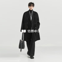 伯爵卓尔 羊毛混纺69%纯羊毛双面呢大衣中长款