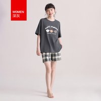 Hodo 凉感睡衣柔棉短袖男女士宽松休闲夏薄款套头可外穿家居服套装
