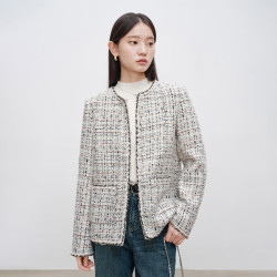 自巧 小个子千金风金丝杂花小香风外套女冬装新款气质名媛上衣