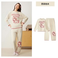 YOUKESHU 半边绒睡衣女款2026新款秋冬可外穿家居服套装情侣睡衣男