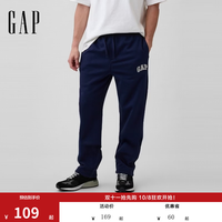 Gap 男装2026秋季新款舒适松紧腰直筒运动卫裤休闲裤000913984 深蓝色 M 美码