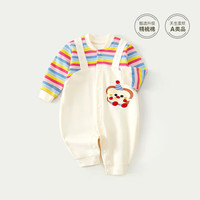 婧麒 婴儿衣服春秋假两件条纹背带裤