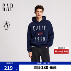 Gap 男女装2026秋新品潮流字母印花加绒宽松连帽卫衣1SS623750 藏蓝色 M