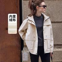 navigare 意大利小帆船 秋冬都市轻运动加绒保暖连帽中装风衣收腰外套女