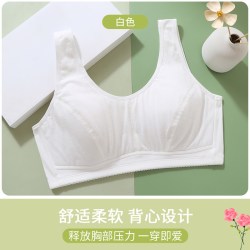 苛尔菲 纯棉妈妈内衣女中老年妇女士无钢圈背心式文胸罩透气夏季薄款显小