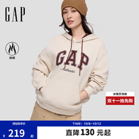 Gap 女装2026秋新品美式撞色logo刺绣加绒连帽卫衣上衣2SS623034 多色可选