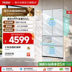 海尔 山茶花2.0Pro系列 BCD-502WGHFDGCFSU1 风冷法式门冰箱