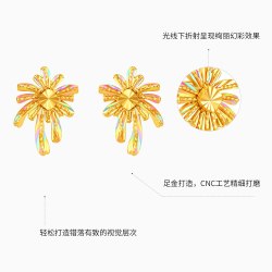 潮宏基 彩虹金烟花黄金耳钉足金幻彩耳环耳饰爆闪女生日送礼计价