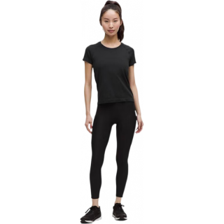 lululemon Fast and Free 女士高腰紧身裤 24英寸 拉绒 黑色 S