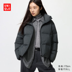 优衣库 女装无缝羽绒短茄克/外套夹克478578 07 青灰色 S /155/80A