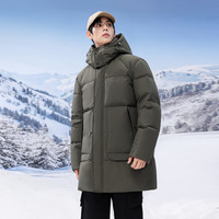 移动端、88VIP:雪中飞 2026冬新款男士羽绒服中长款连帽纯色百搭时尚保暖高充绒