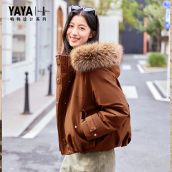 YAYA 2026年新品休闲保暖简约利落毛领派克服E