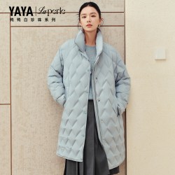 YAYA 女中长款冬季2026新款翻领时尚轻便保暖外套
