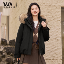 YAYA 鸭鸭 毛领派克服 女士羽绒服