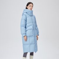 艾莱依 羽绒服女中长款休闲冬季新款时尚气质过膝加厚撞色防寒外套