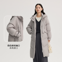 艾莱依羽绒服女中长款时尚冬季新款连帽气质宽松加厚面包服外套潮