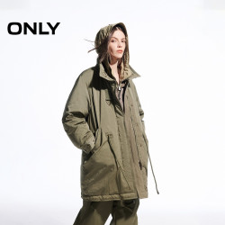 ONLY 冬季新款90白鸭绒极简风立领派克长款羽绒服女