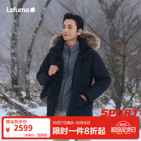 乐飞叶 户外防泼水鹅绒羽绒服男士 秋冬防风派克可拆卸帽毛领LMJU5DH66 黑色BK M (48)175/96A