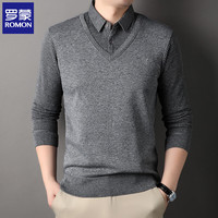 罗蒙 假两件毛衣男士2026秋冬季新款 9011-深灰色 常规 3XL