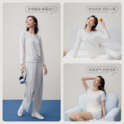 YOUKESHU 睡衣女款秋女士高弹碎花家居服长袖套装