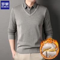 罗蒙 假两件毛衣男士2026秋冬季新款  9010-米色 加绒 3XL
