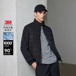 杰克琼斯 男装羽绒服冬季新款刺绣宽松休闲立领保暖外套