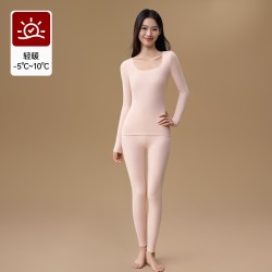 都市丽人 纯棉保暖内衣女秋冬抗静电肌底衣发热薄款秋衣秋裤套装
