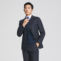 雅戈尔 抗皱条纹西服套装 藏青 165A