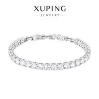 XUPING旭平首饰 星涟 满排闪耀手链女  白色/长约15.5+1.3+1.7cm/面宽约5mm