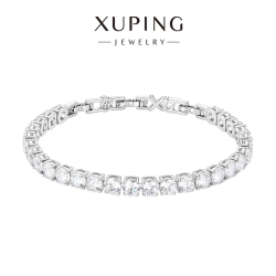 XUPING旭平首饰 星涟 满排闪耀手链女  白色/长约15.5+1.3+1.7cm/面宽约5mm