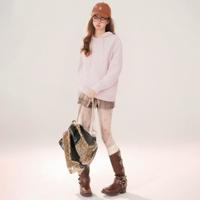 森马 冬季抓绒宽松纯色连帽套头衫拼接衣服显瘦针织卫衣女