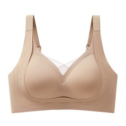 大码内衣女无痕聚拢大胸显小无钢圈收副乳防下垂固定杯乳胶文胸罩