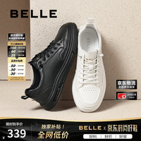 百丽 时尚百搭小白鞋男鞋2025厚底一脚蹬休闲板鞋A1920AM5 黑色 41