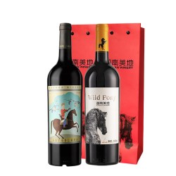 迦南美地 古藤兰 小野马干红葡萄酒礼盒套装2支宁夏红酒750ml