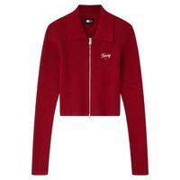 TOMMY HILFIGER 棉羊绒混纺刺绣翻领针织开衫