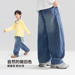 左西 男童秋冬百搭弯刀牛仔裤