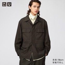 优衣库 休闲工装茄克男装女装合作款外套夹克486816 38 深褐色 L