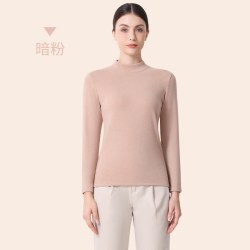 Carre Kenbt CarreKenbt高领保暖内衣女士桑蚕丝上衣加厚德绒羊毛打底保暖衣女