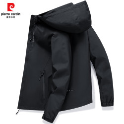 皮尔·卡丹 春秋户外冲锋衣男登山服可拆帽卸防风防水